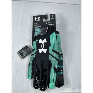 NEW Under Armour Grip F8 Adult Football Gloves LOCK IN Black Green LARGE 1370840